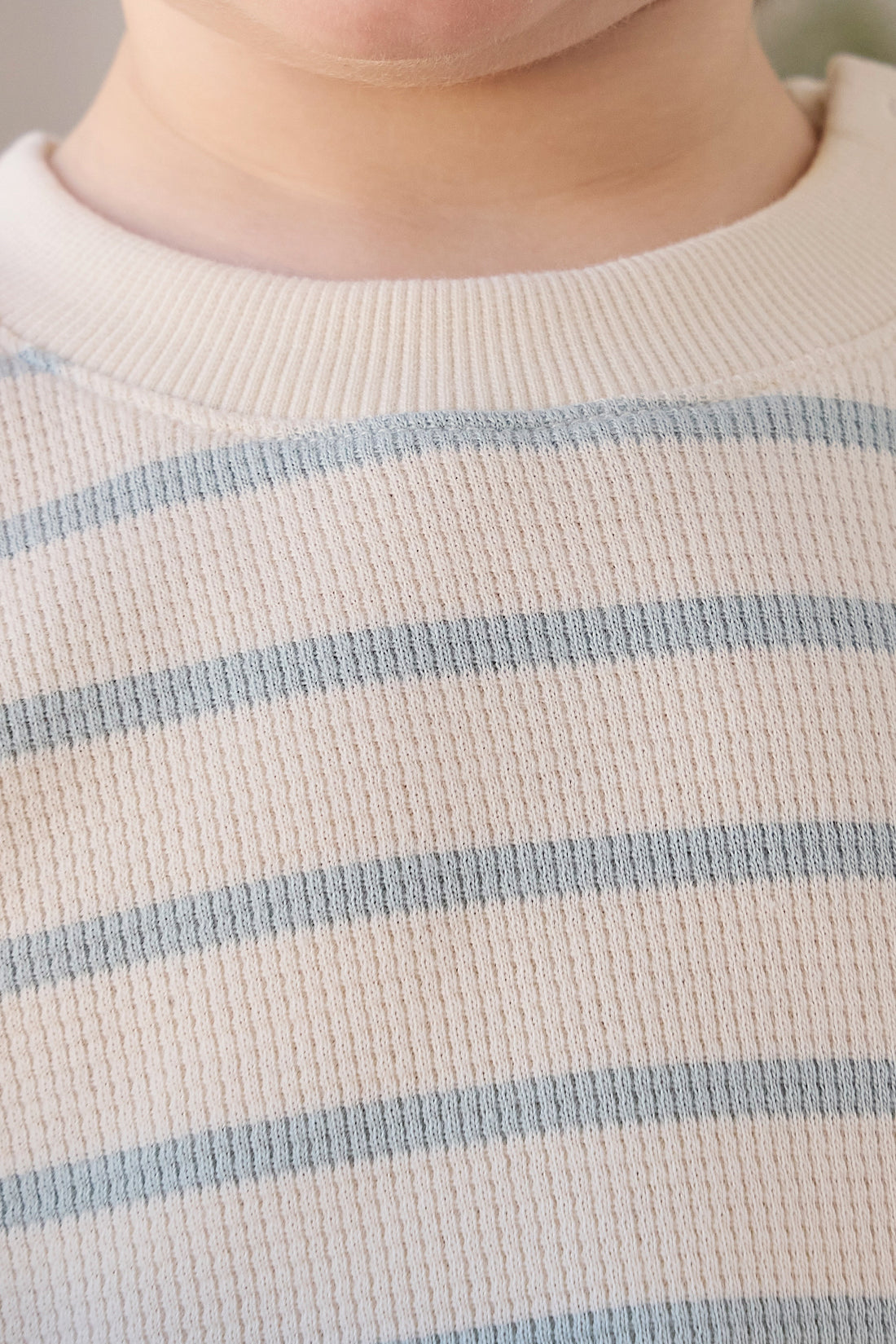 Organic Cotton Waffle Leith Tee - James Stripe Reef/Cloud Childrens Top from Jamie Kay NZ