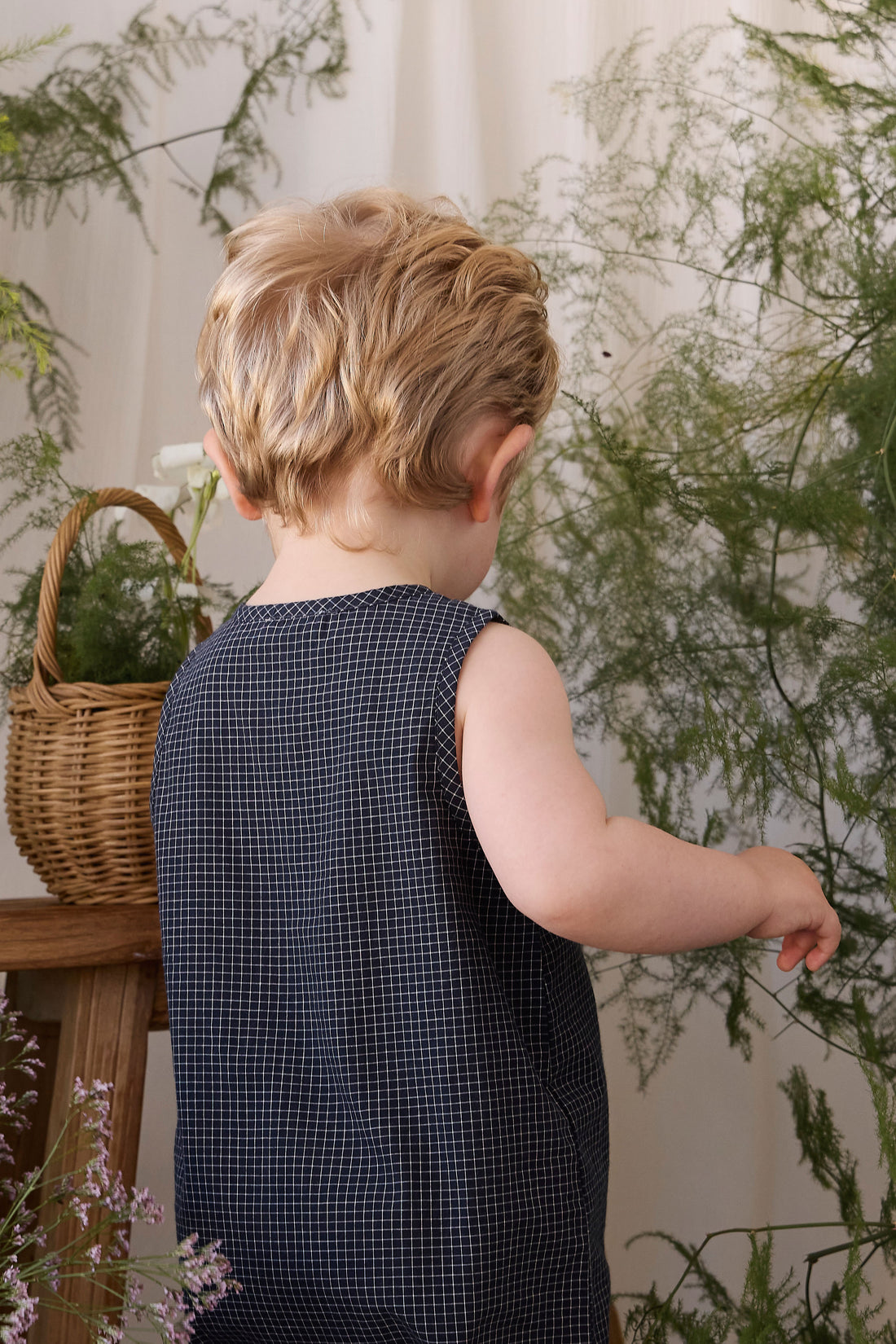 Organic Cotton Milo Jumpsuit - Eclipse Grid Childrens Jumpsuit from Jamie Kay NZ