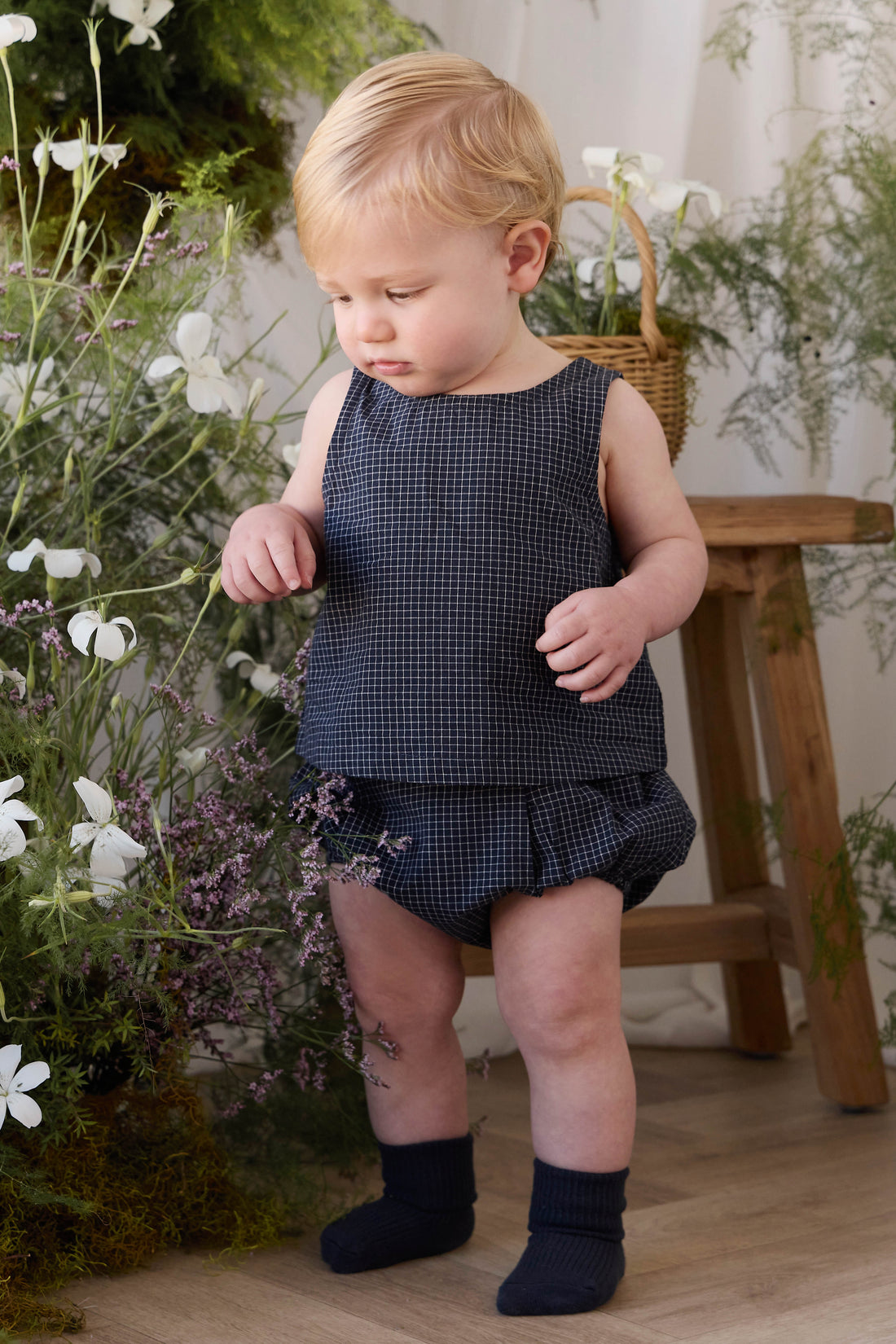 Organic Cotton Winslow Top - Eclipse Grid Childrens Top from Jamie Kay NZ