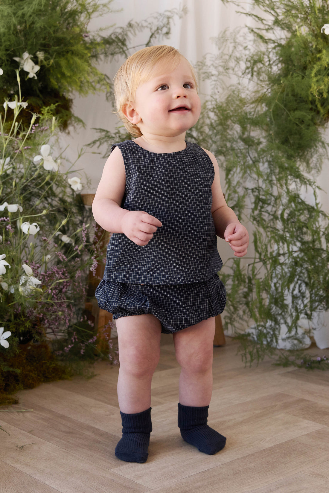 Organic Cotton Winslow Top - Eclipse Grid Childrens Top from Jamie Kay NZ