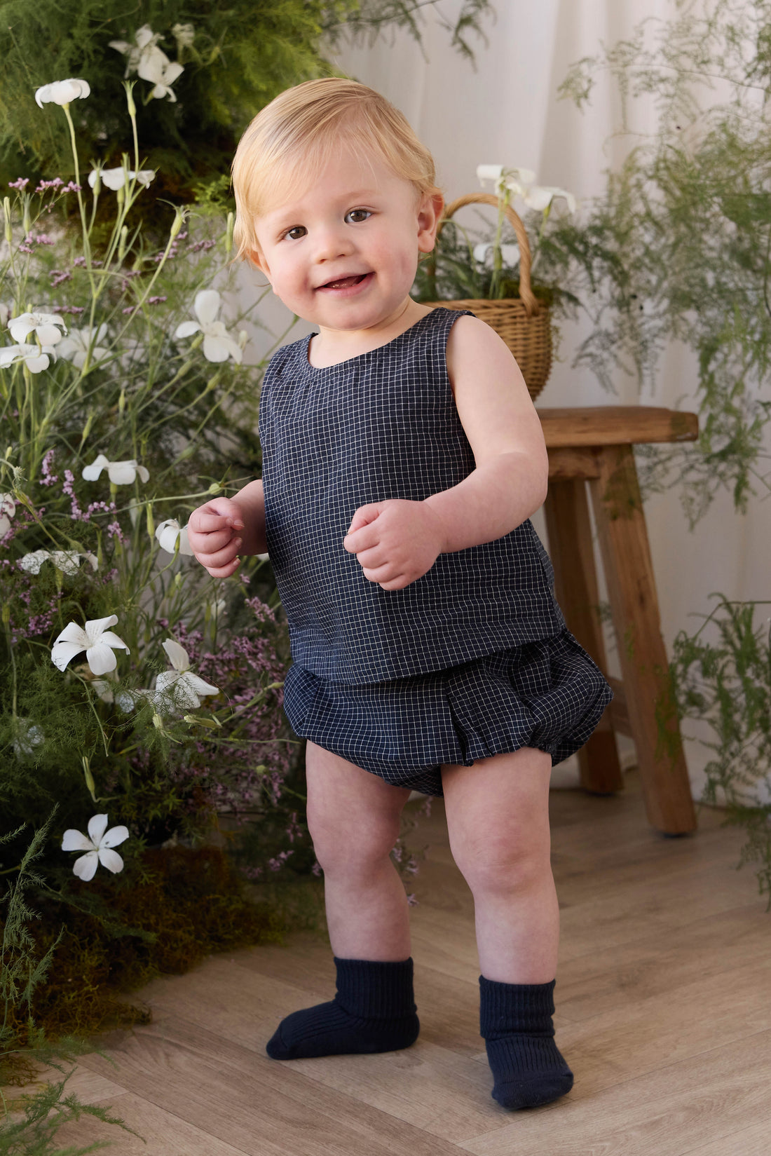 Organic Cotton Winslow Top - Eclipse Grid Childrens Top from Jamie Kay NZ
