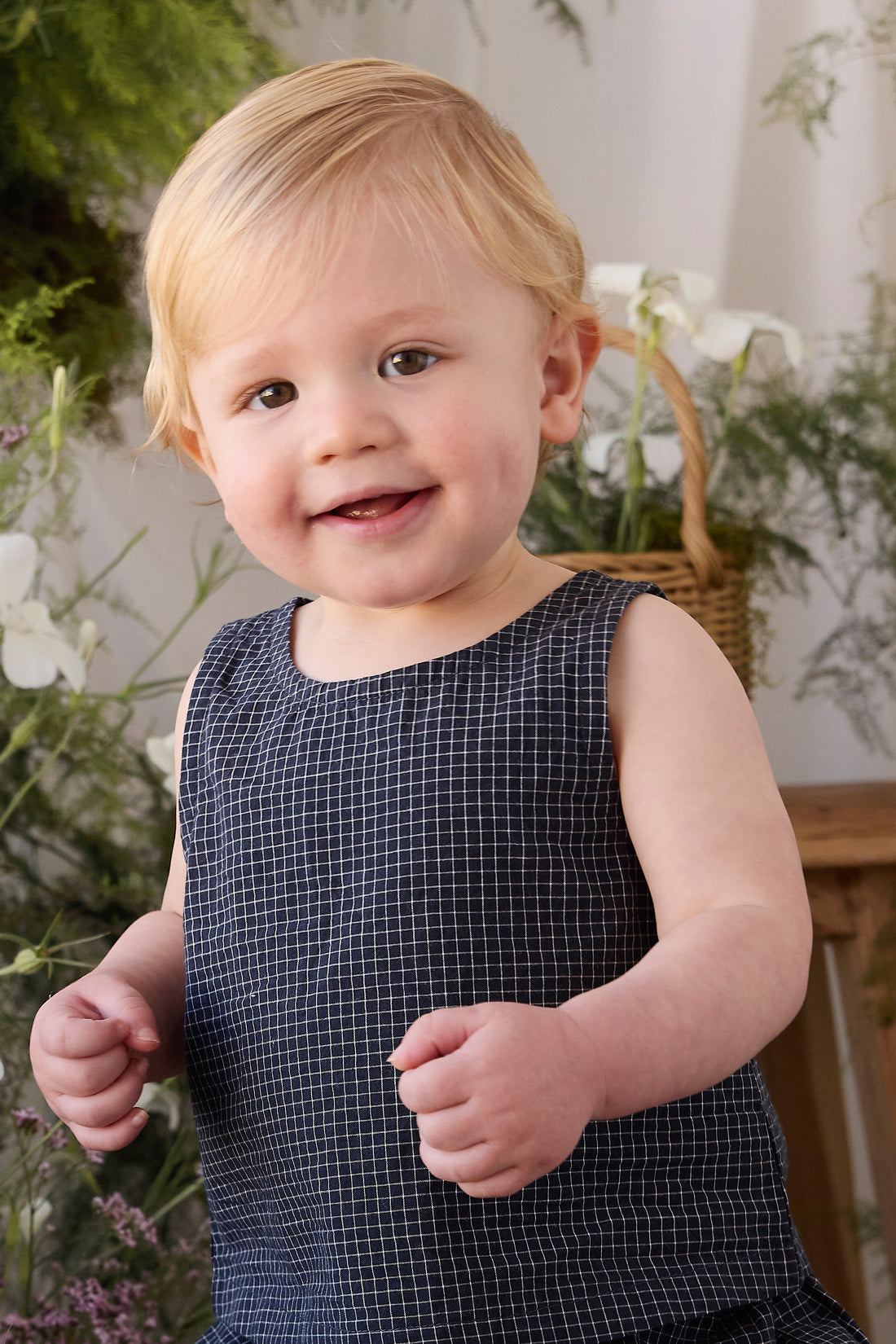 Organic Cotton Winslow Top - Eclipse Grid Childrens Top from Jamie Kay NZ
