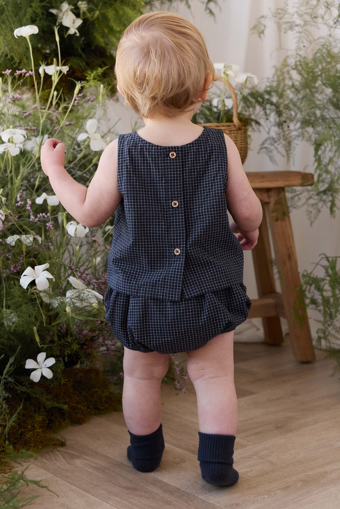 Organic Cotton Eliane Bloomer - Eclipse Grid Childrens Bloomer from Jamie Kay NZ