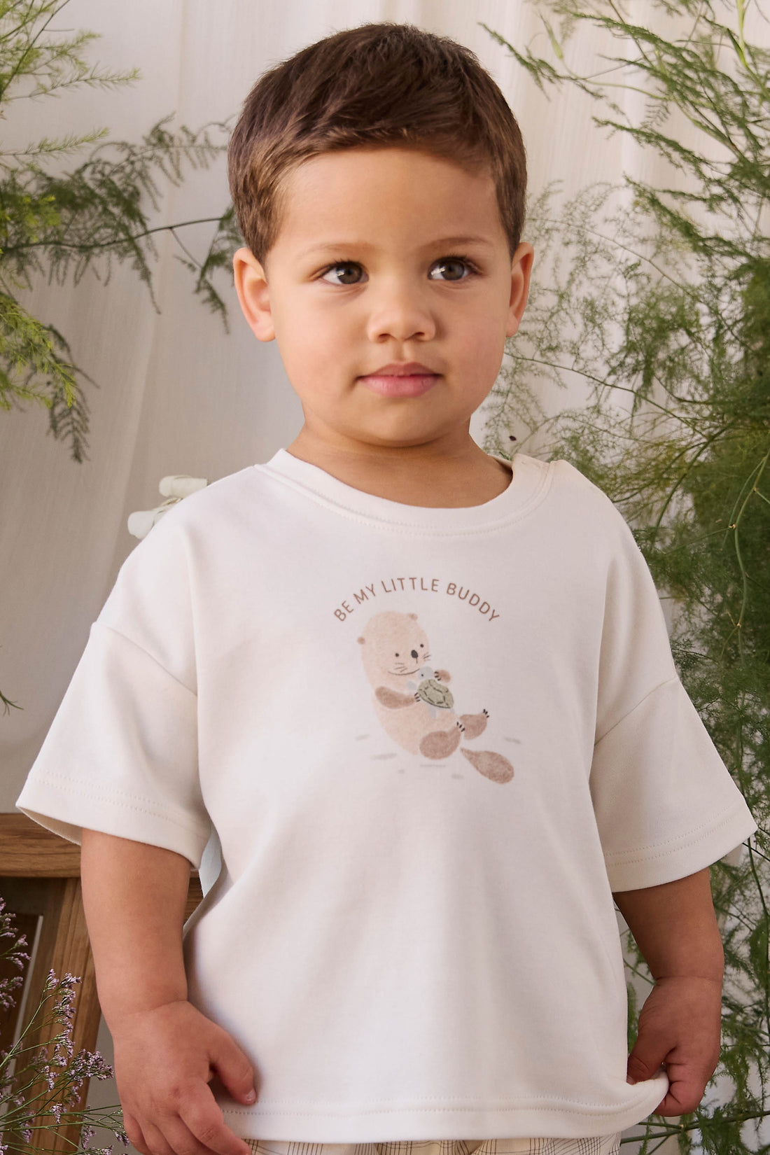 Pima Cotton Edward Tee - Otter Buddy Cloud Childrens Top from Jamie Kay NZ
