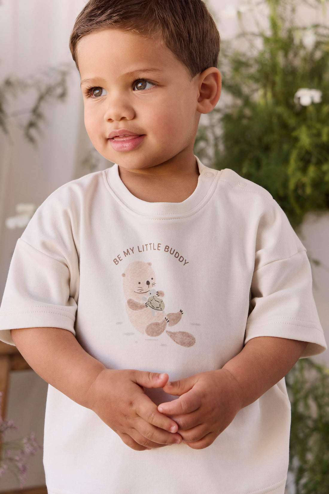Pima Cotton Edward Tee - Otter Buddy Cloud Childrens Top from Jamie Kay NZ