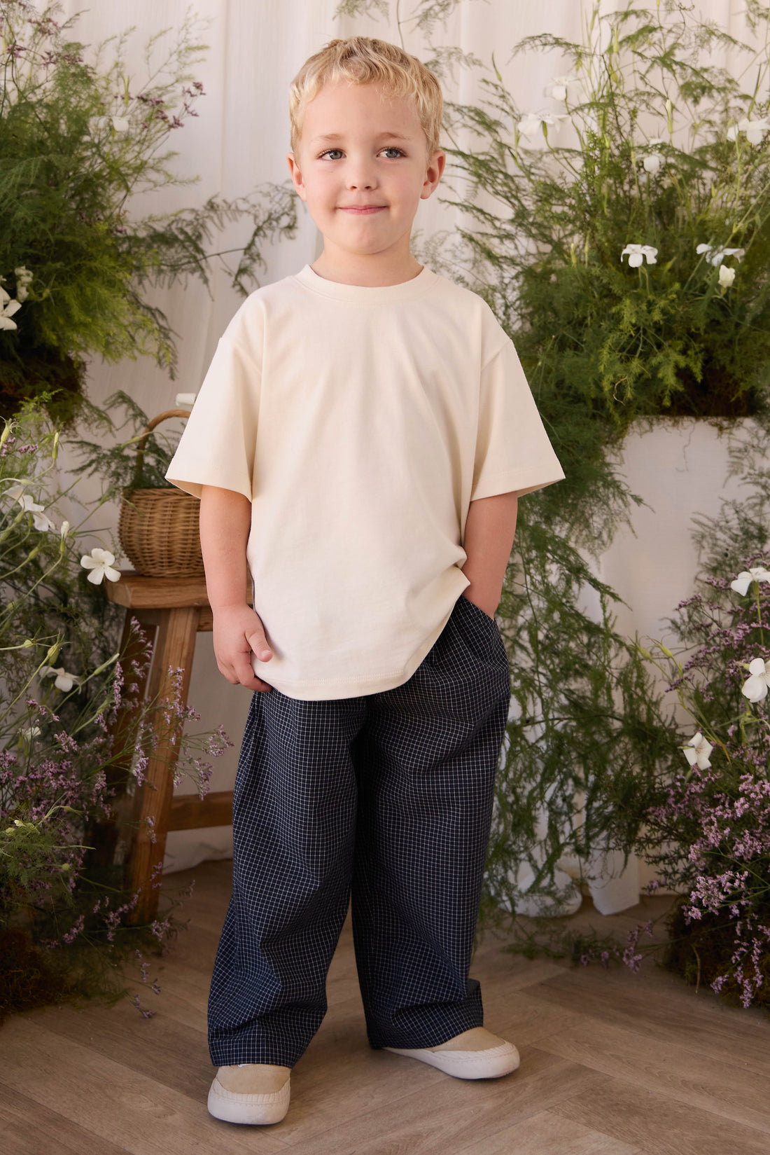 Organic Cotton Winslow Pant - Eclipse Grid Childrens Pants from Jamie Kay NZ