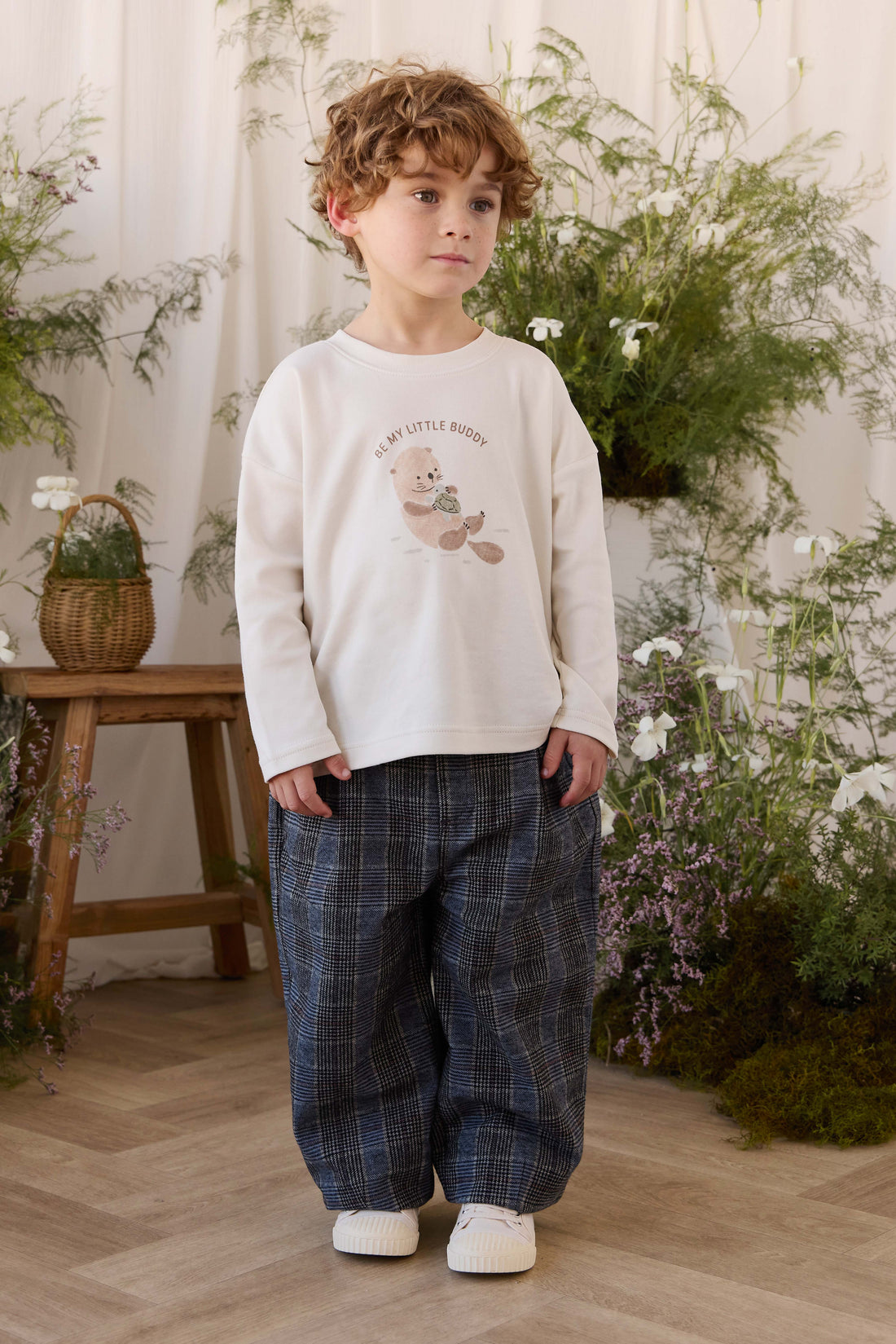 Pima Cotton Edward Long Sleeve Top - Otter Buddy Cloud Childrens Top from Jamie Kay NZ