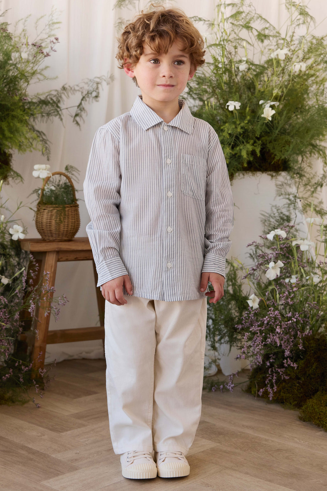 Organic Cotton Isaiah Shirt - Harbour Stripe Childrens Top from Jamie Kay NZ