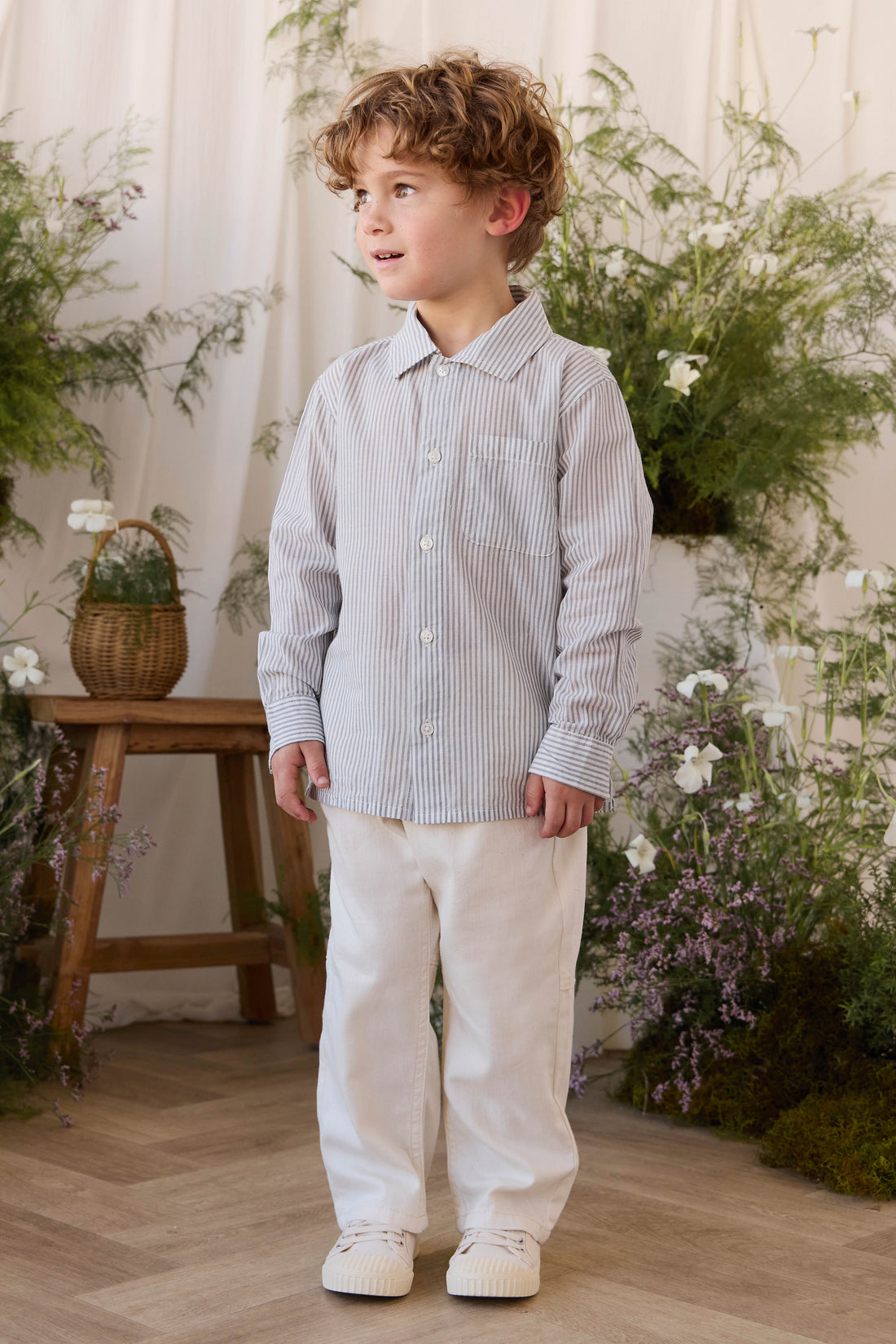 Organic Cotton Isaiah Shirt - Harbour Stripe Childrens Top from Jamie Kay NZ