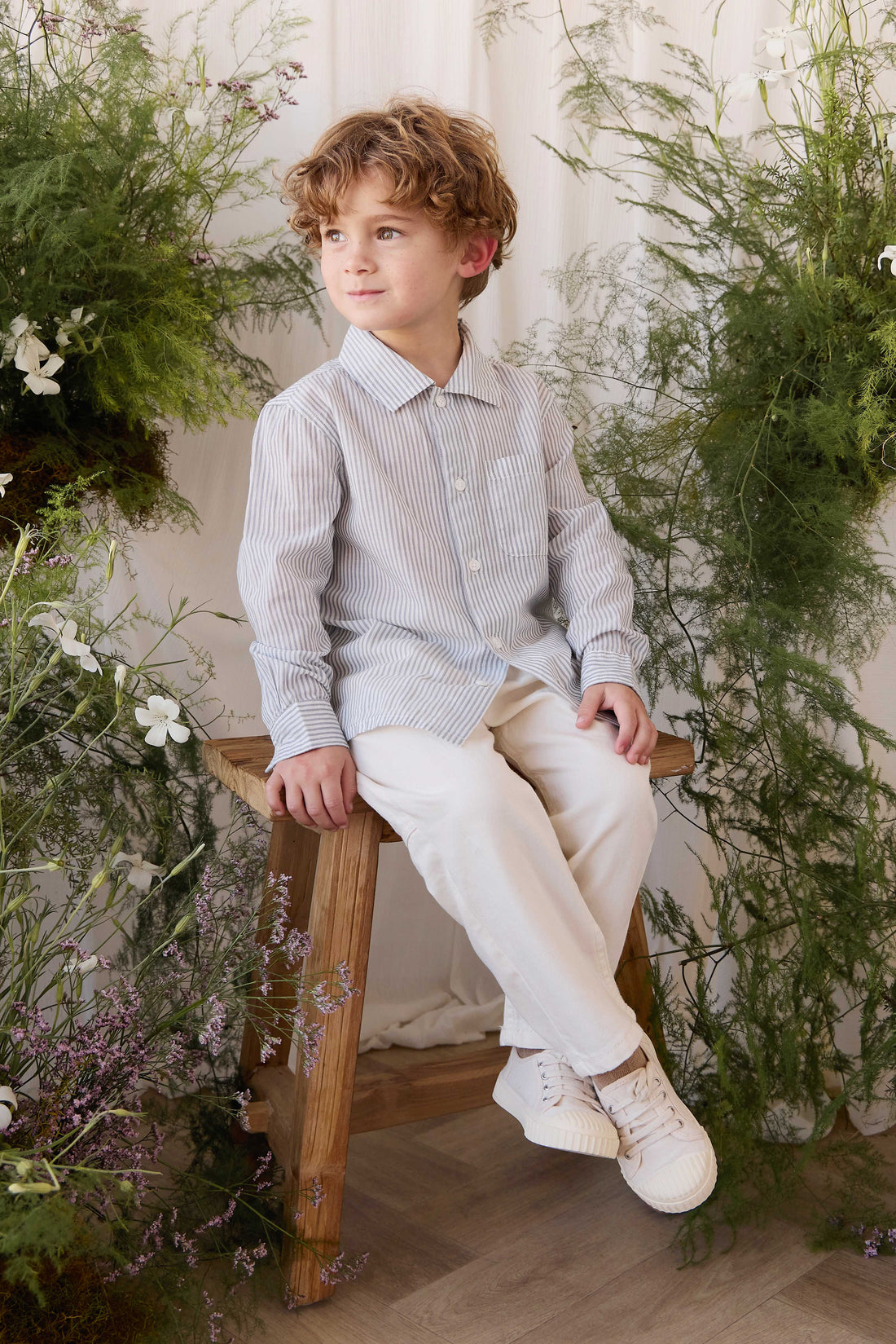 Organic Cotton Isaiah Shirt - Harbour Stripe Childrens Top from Jamie Kay NZ