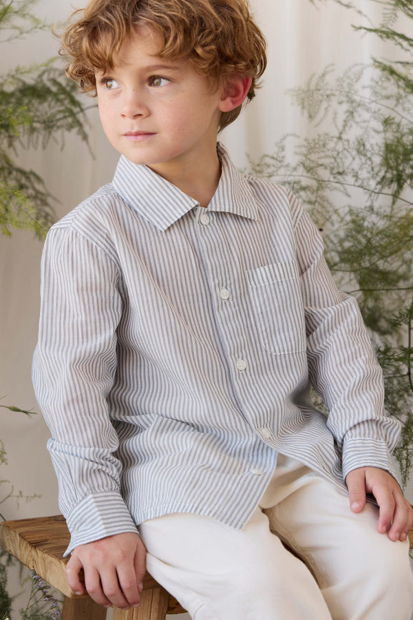 Organic Cotton Isaiah Shirt - Harbour Stripe Childrens Top from Jamie Kay NZ