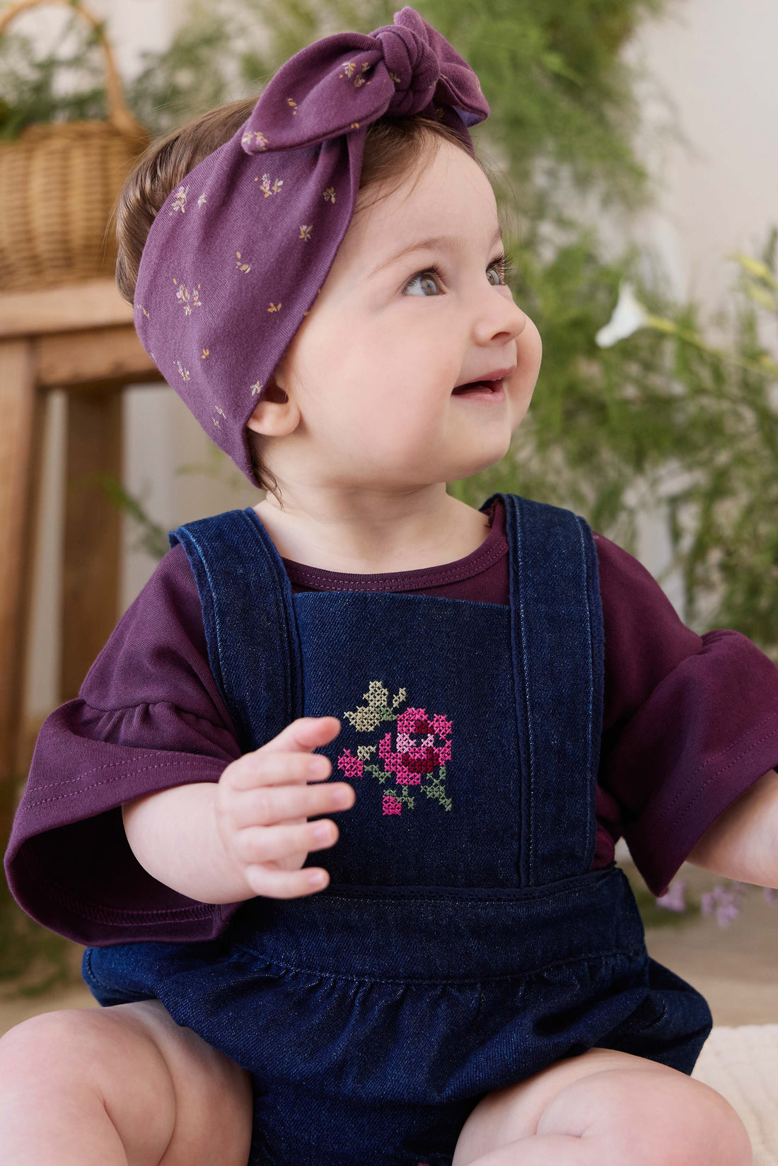 Calianna Playsuit - Deep Sea Denim Orchid Rose Childrens Playsuit from Jamie Kay NZ