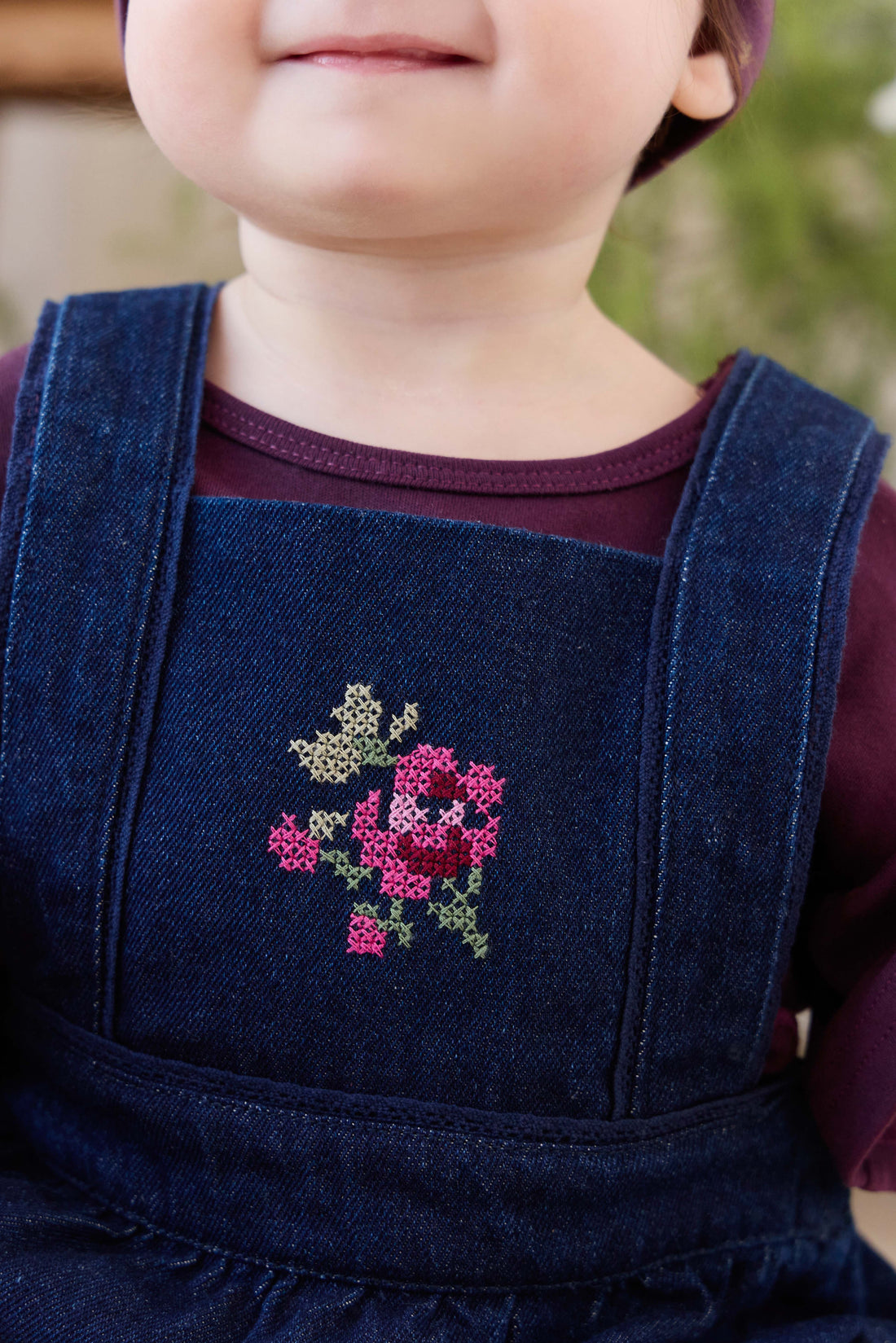 Calianna Playsuit - Deep Sea Denim Orchid Rose Childrens Playsuit from Jamie Kay NZ