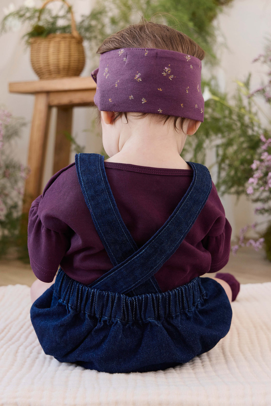 Calianna Playsuit - Deep Sea Denim Orchid Rose Childrens Playsuit from Jamie Kay NZ