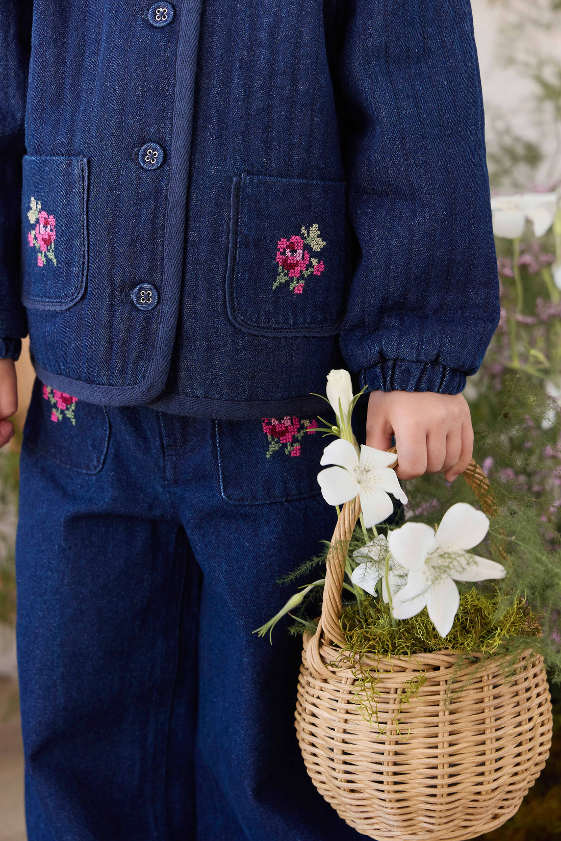 Gracen Jacket - Deep Sea Denim Orchid Rose Childrens Jacket from Jamie Kay NZ