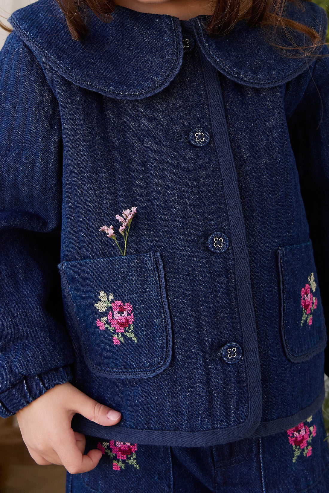 Gracen Jacket - Deep Sea Denim Orchid Rose Childrens Jacket from Jamie Kay NZ