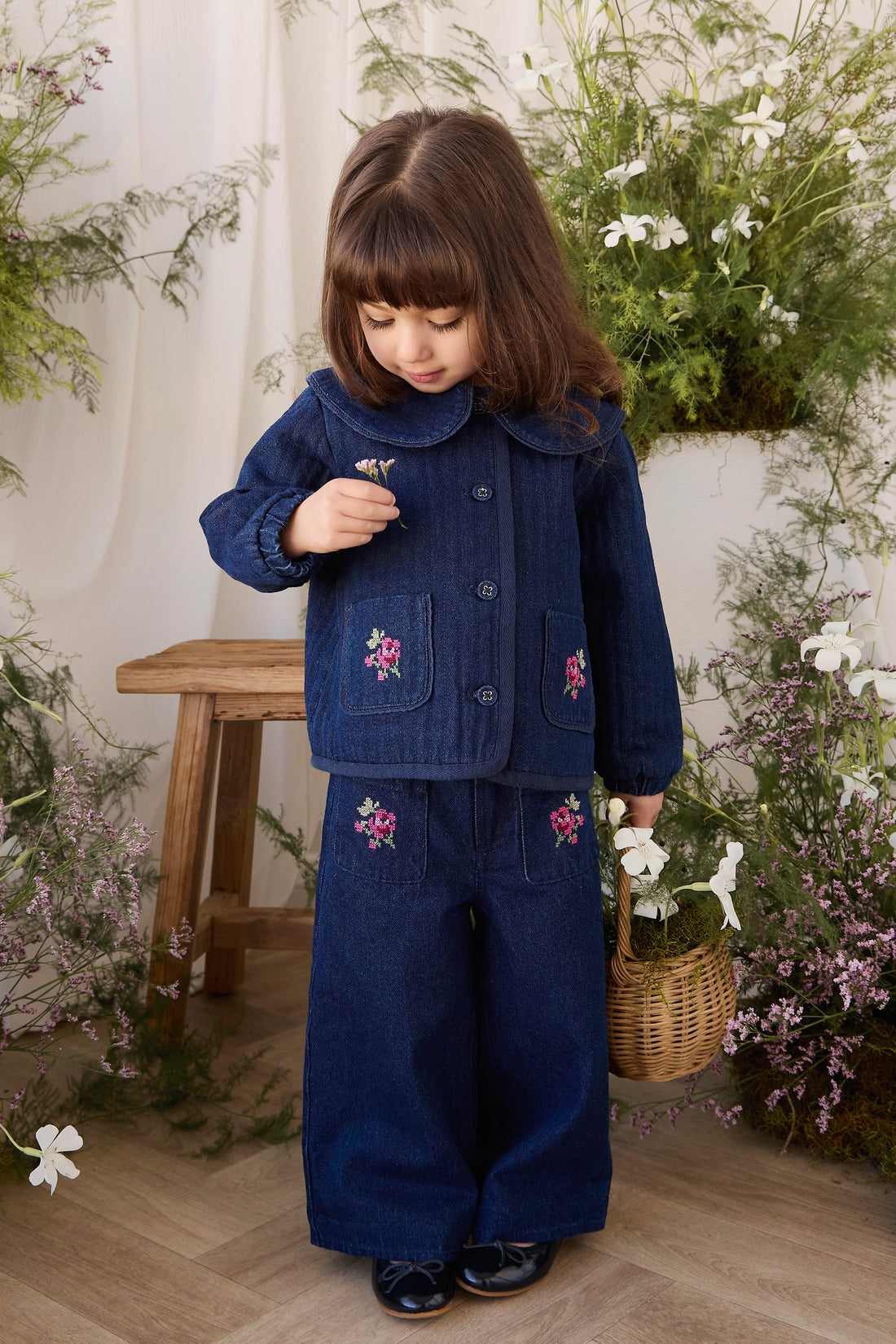 Gracen Jacket - Deep Sea Denim Orchid Rose Childrens Jacket from Jamie Kay NZ