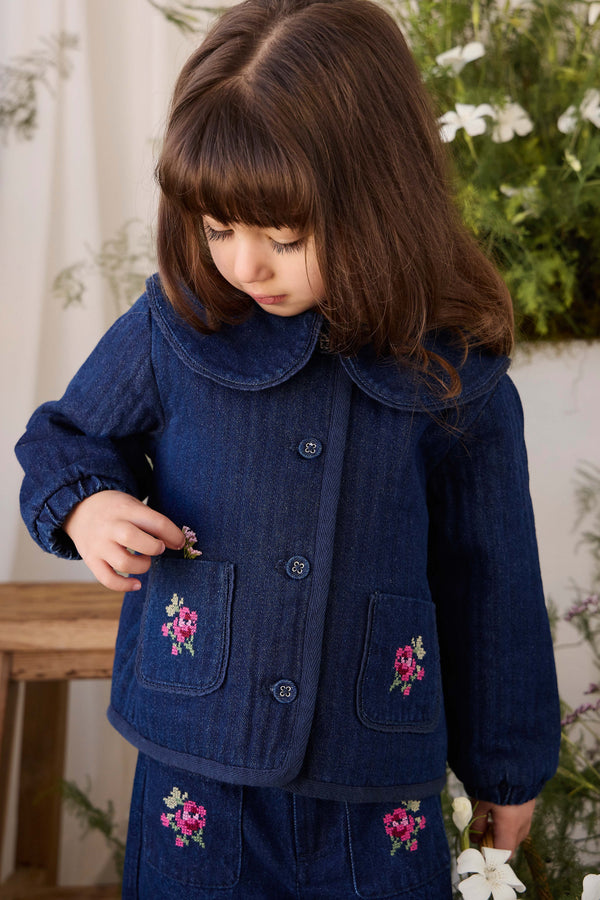 Gracen Jacket - Deep Sea Denim Orchid Rose Childrens Jacket from Jamie Kay NZ