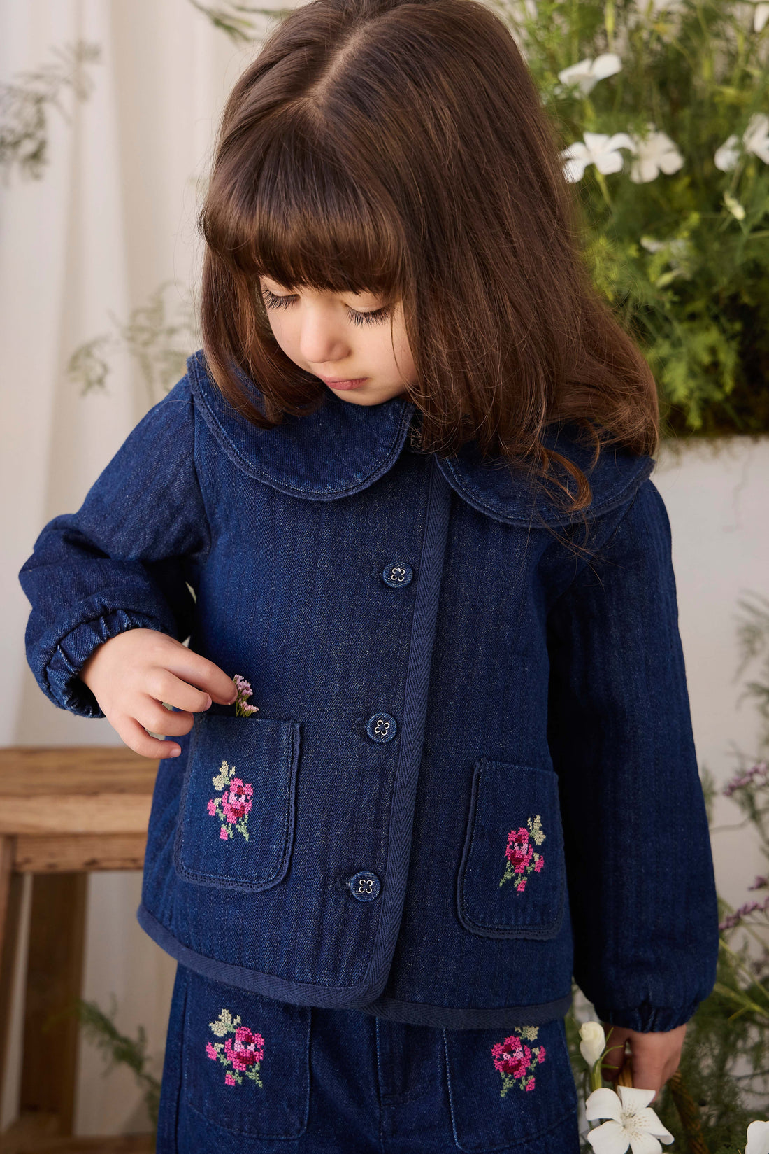 Gracen Jacket - Deep Sea Denim Orchid Rose Childrens Jacket from Jamie Kay NZ