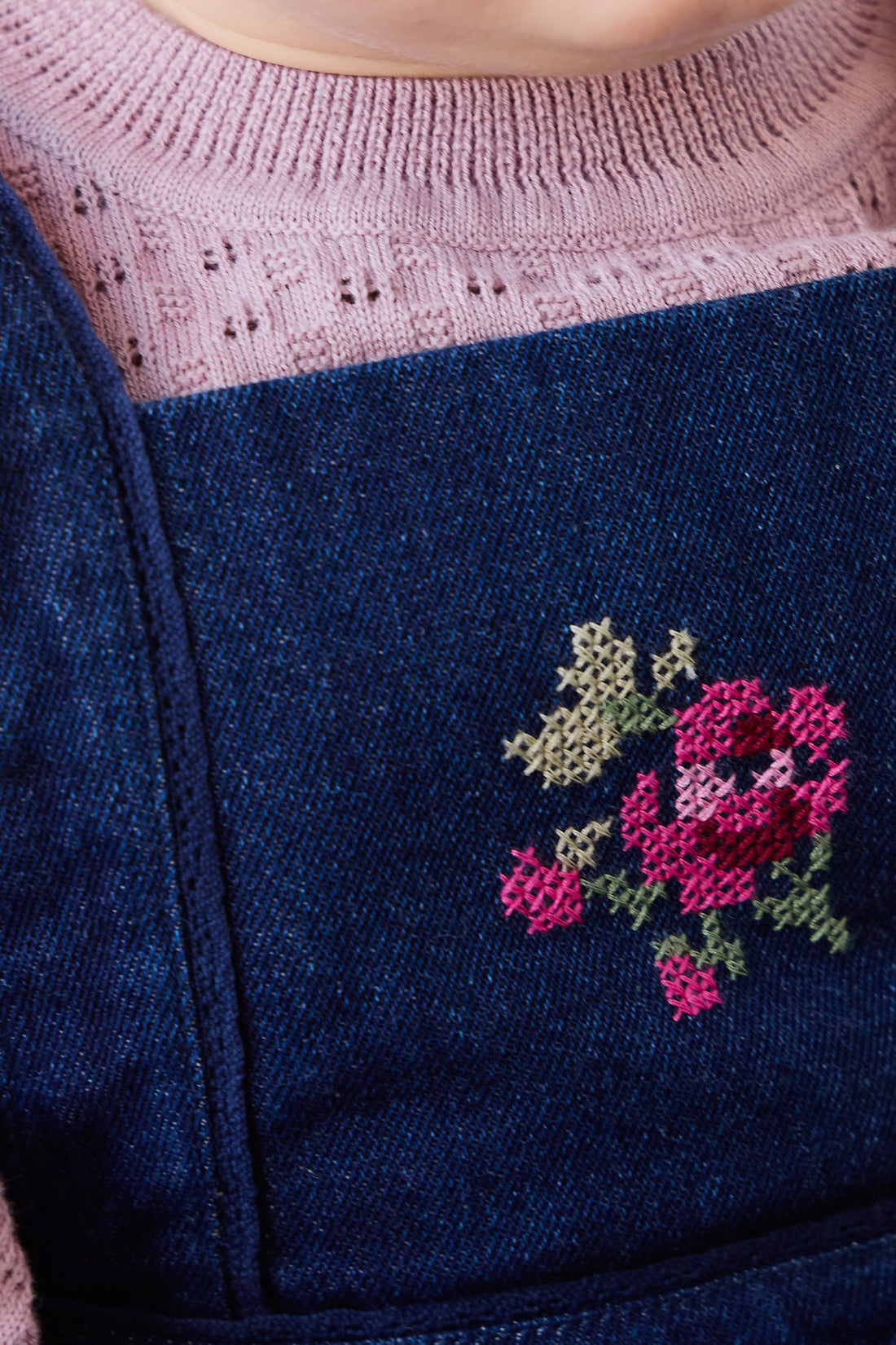 Maylah Overall - Deep Sea Denim Orchid Rose Childrens Overall from Jamie Kay NZ