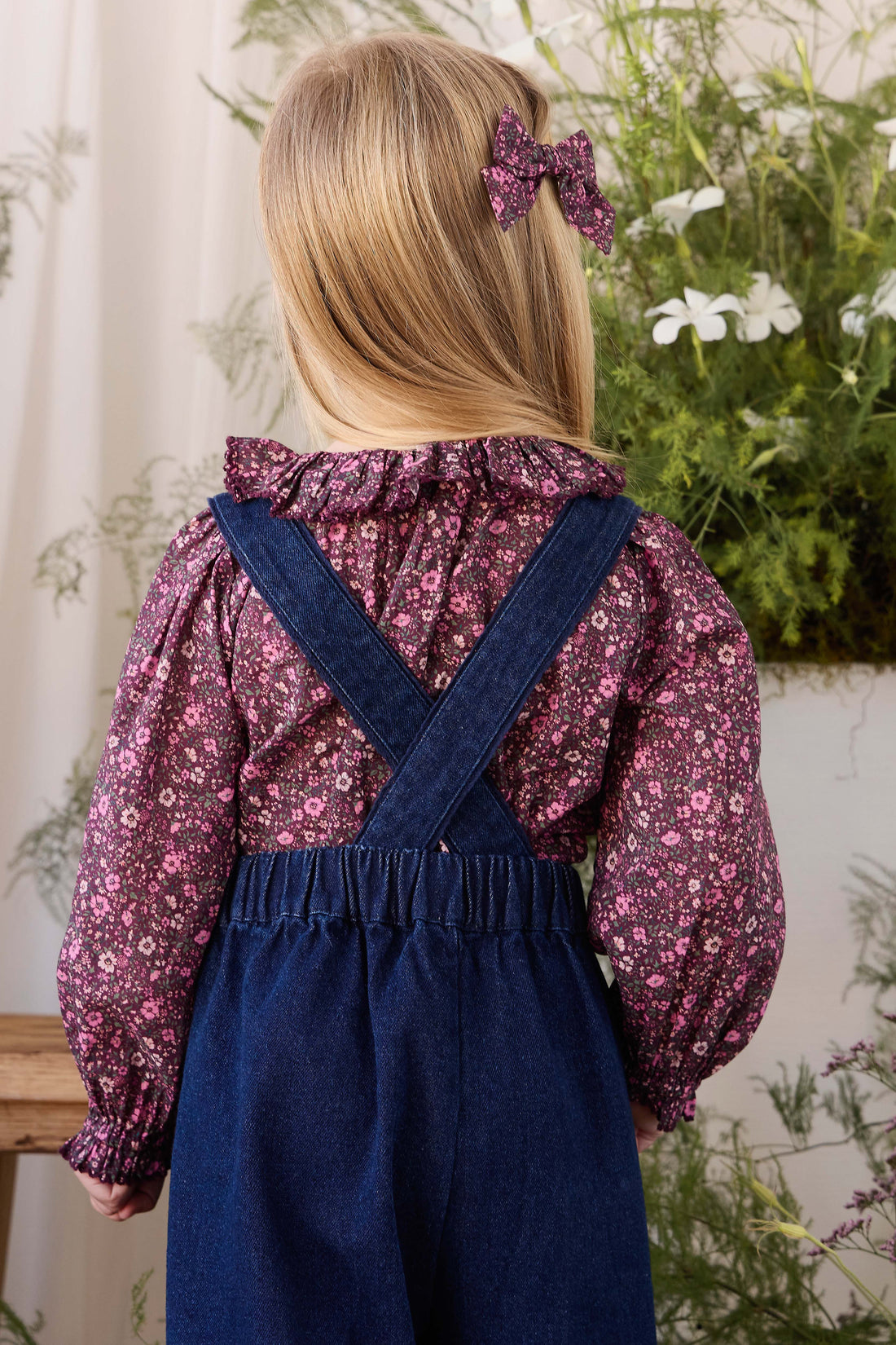 Dovie Overall - Deep Sea Denim Orchid Rose Childrens Overall from Jamie Kay NZ