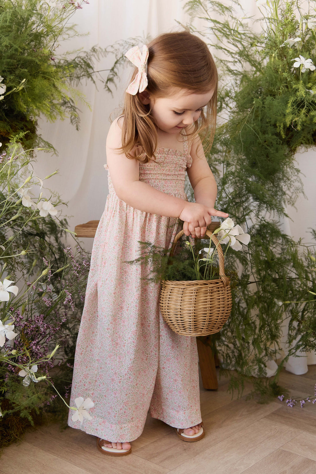 Organic Cotton Arabella Jumpsuit - Flora Pink Childrens Onepiece from Jamie Kay NZ