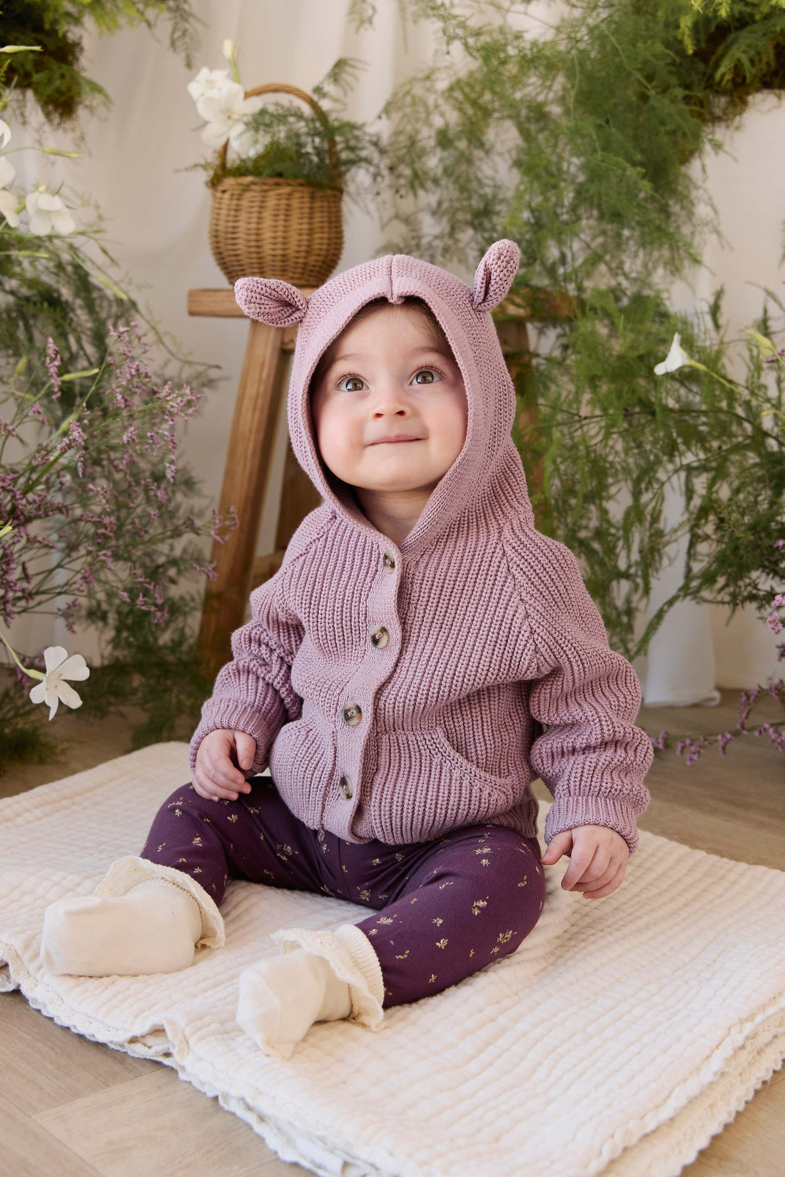 Bear Cardigan - Dreamy Pink Childrens Cardigan from Jamie Kay NZ