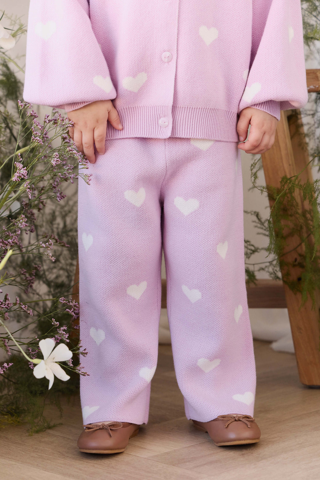 Kayla Pant - Kayla Heart Jacquard Orchid Dream Childrens Pants from Jamie Kay NZ