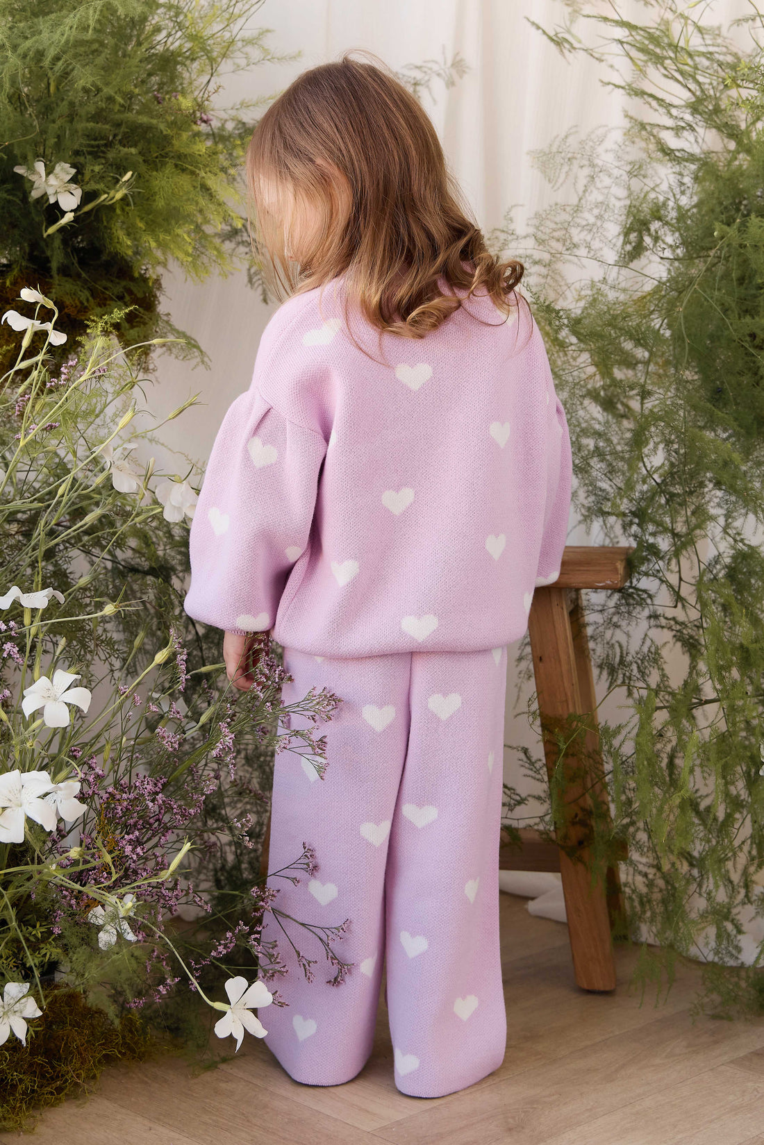 Kayla Cardigan - Kayla Heart Jacquard Orchid Dream Childrens Cardigan from Jamie Kay NZ