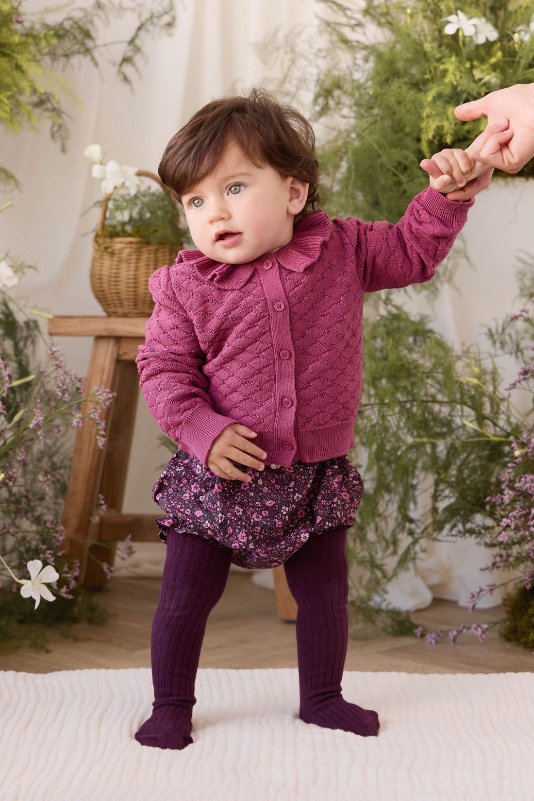 Alison Cardigan - Raspberry Wine Childrens Cardigan from Jamie Kay NZ