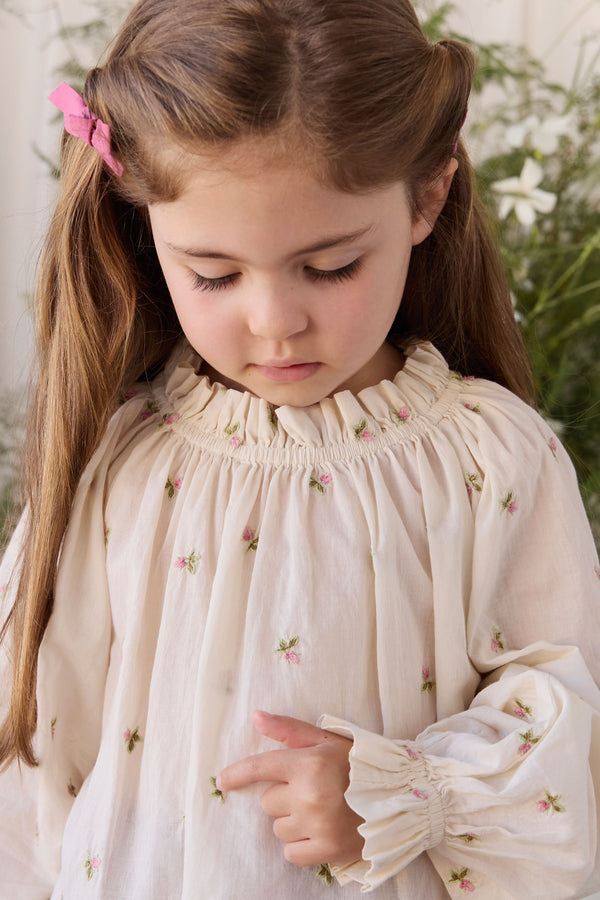 Organic Cotton Acacia Blouse - Rosebud Egret Childrens Top from Jamie Kay NZ
