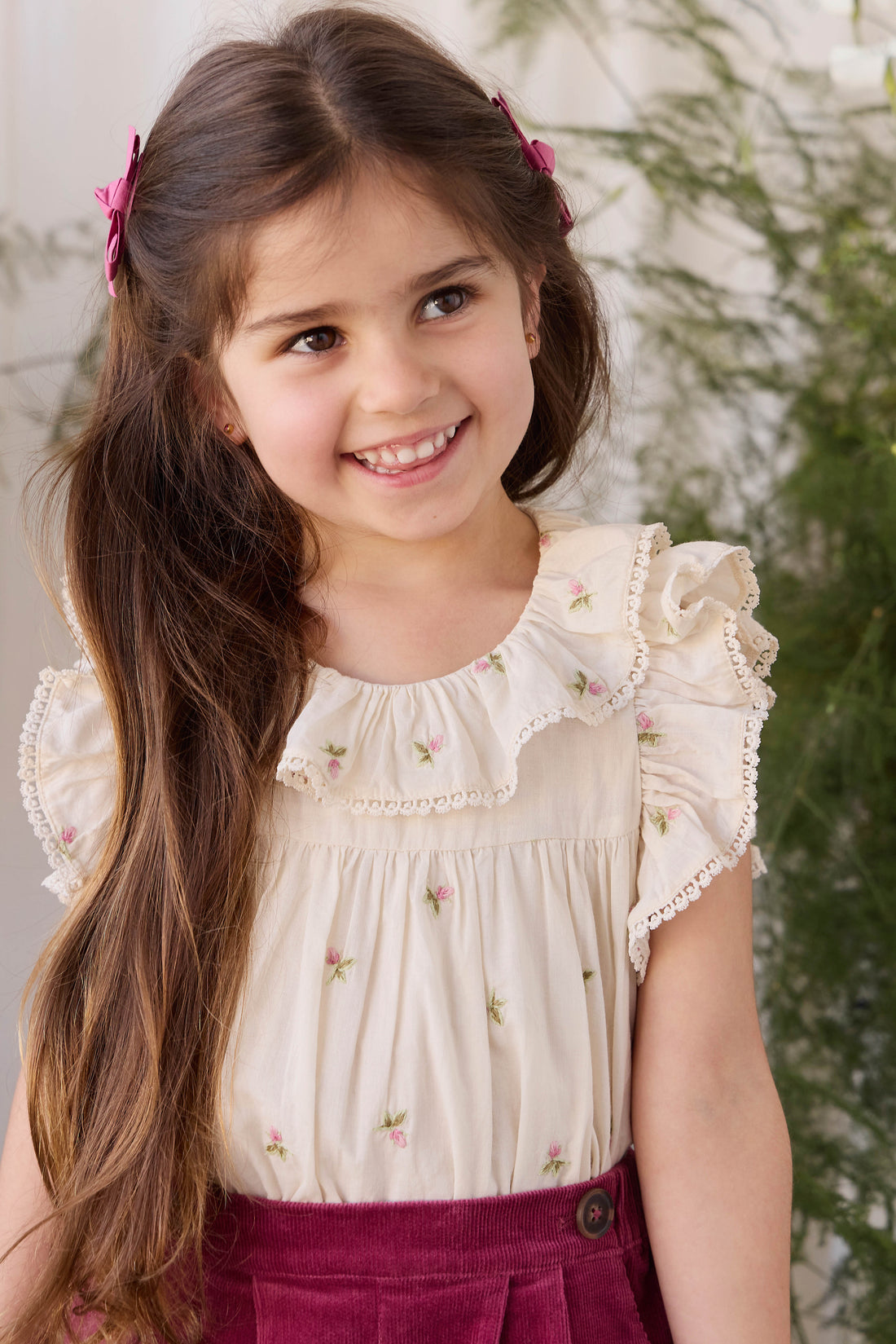 Organic Cotton Banks Blouse - Rosebud Egret Childrens Top from Jamie Kay NZ