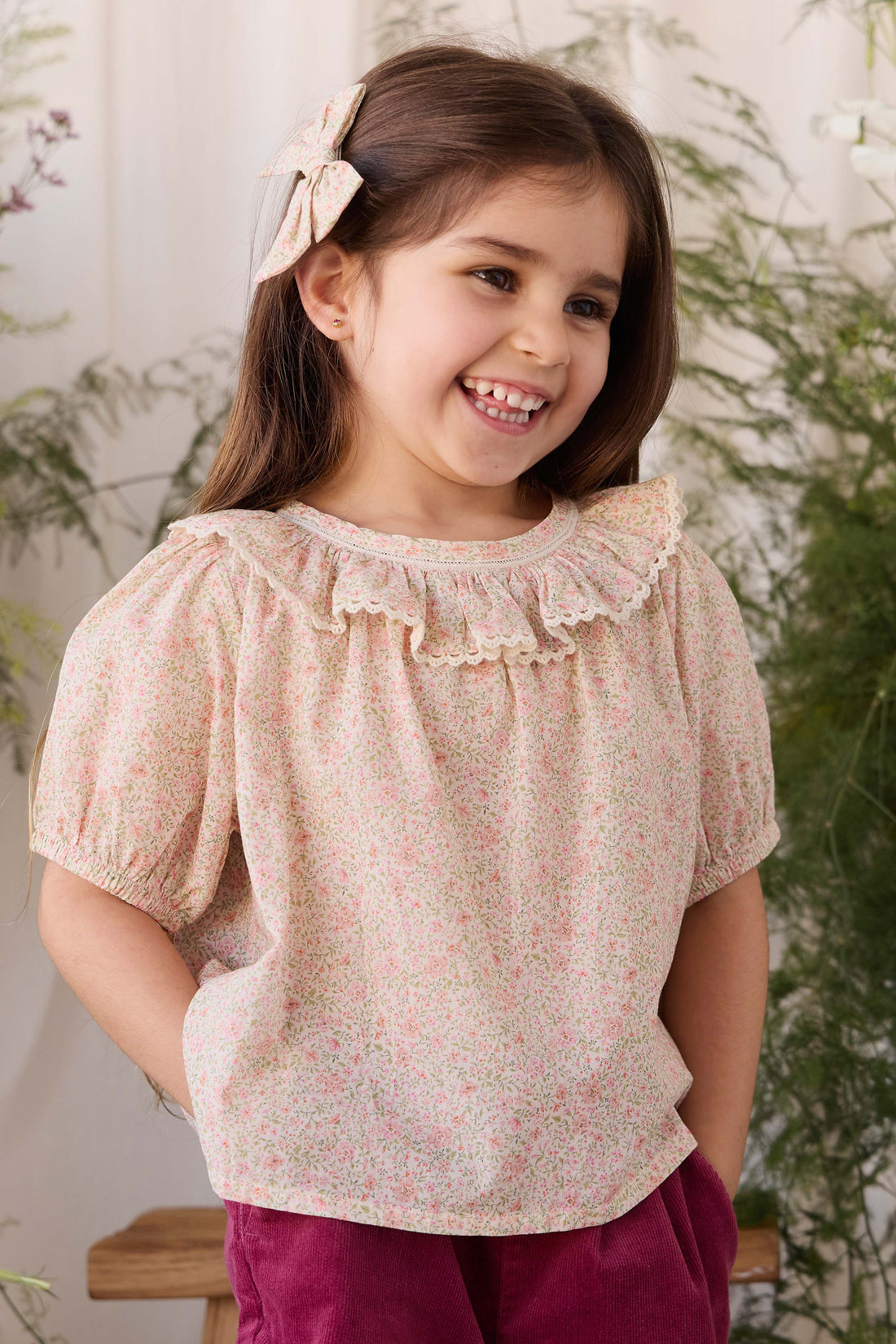 Organic Cotton Misty Top - Flora Pink Childrens Top from Jamie Kay NZ
