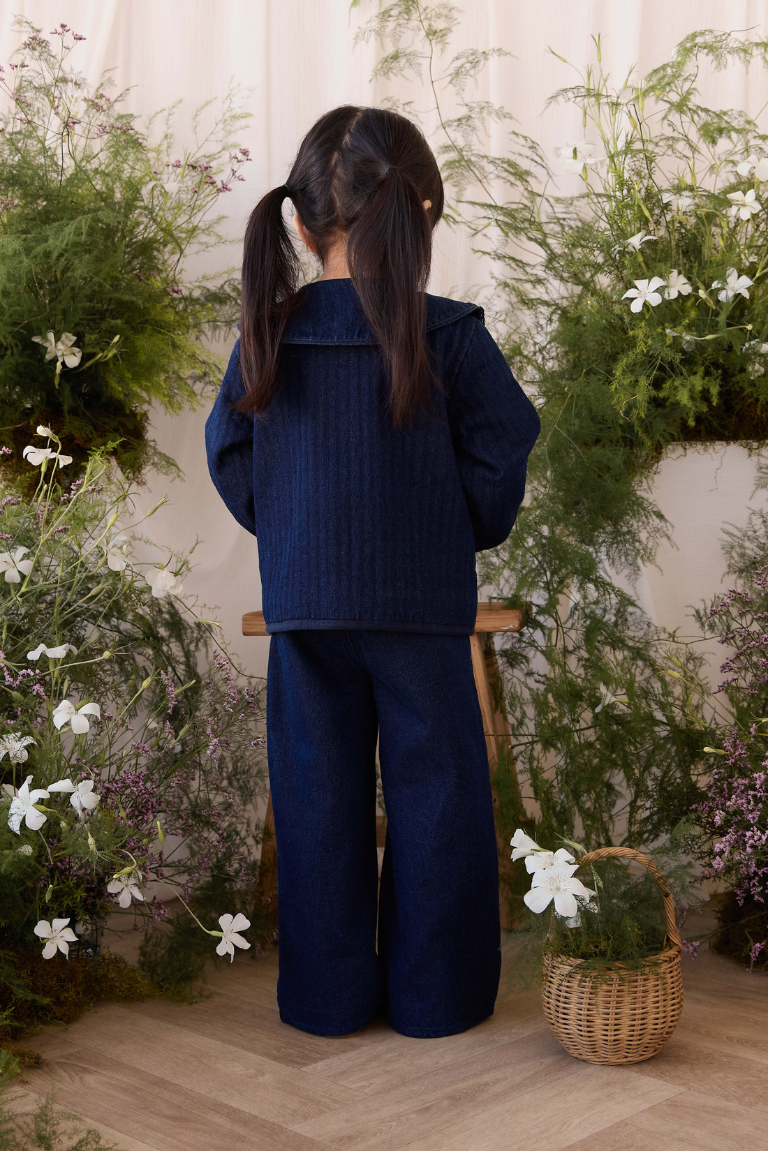 Ines Pant - Deep Sea Denim Orchid Rose Childrens Pants from Jamie Kay NZ