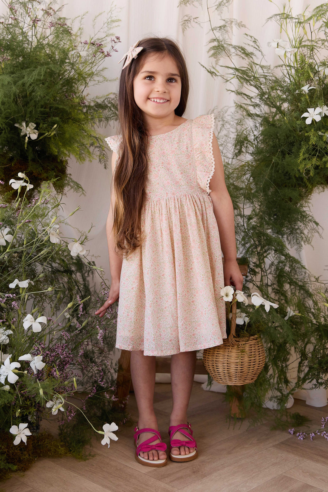 Organic Cotton Helene Dress - Flora Pink Childrens Dress from Jamie Kay NZ