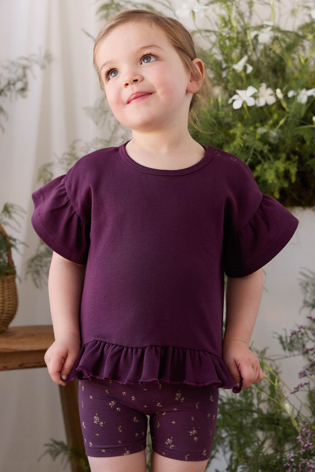 Pima Cotton Courtney Ruffle Top - Fig Childrens Top from Jamie Kay NZ