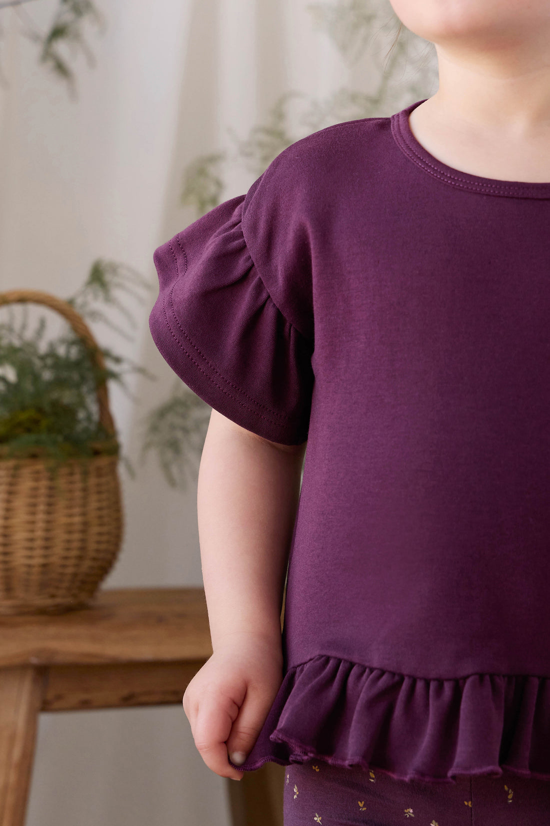 Pima Cotton Courtney Ruffle Top - Fig Childrens Top from Jamie Kay NZ