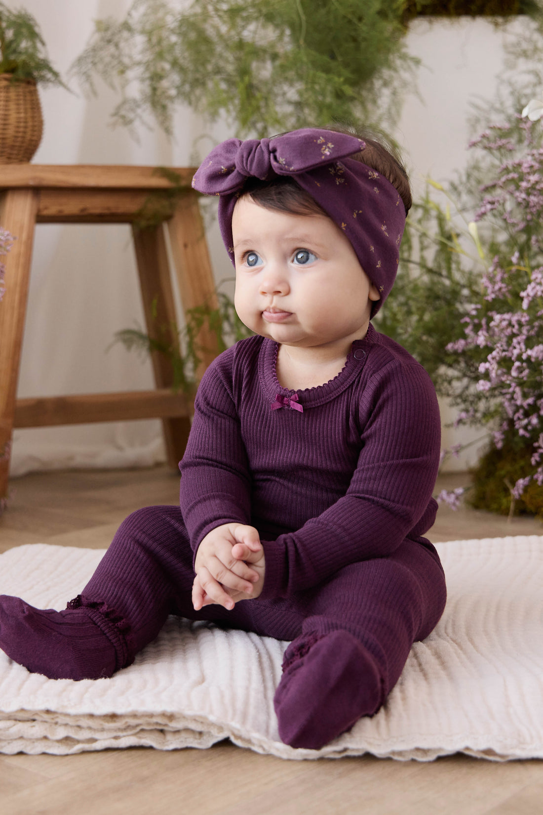 Organic Cotton Modal Maude Bodysuit - Fig Childrens Bodysuit from Jamie Kay NZ