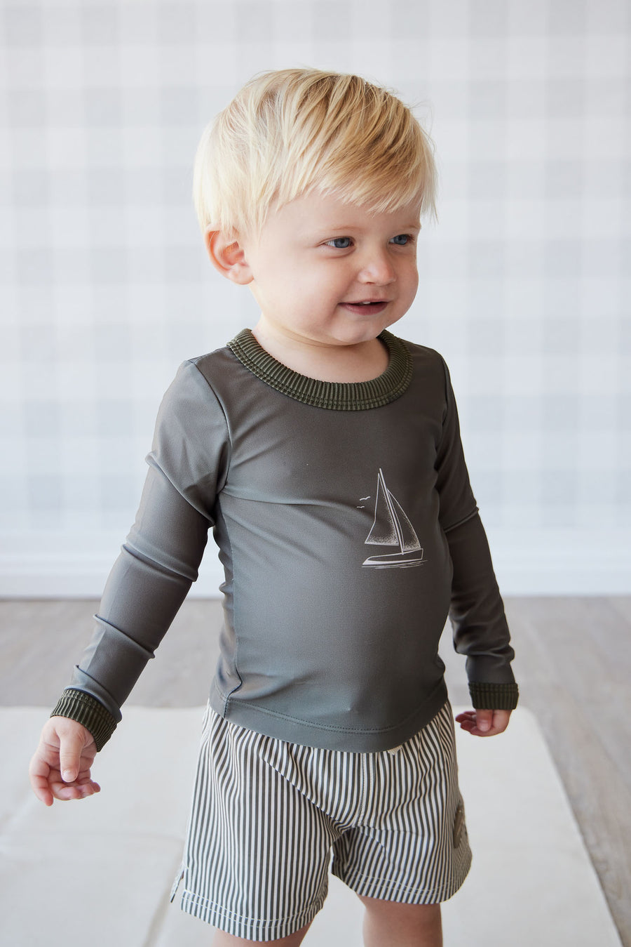 Liam Vest - Deep Olive Childrens Swimwear from Jamie Kay NZ