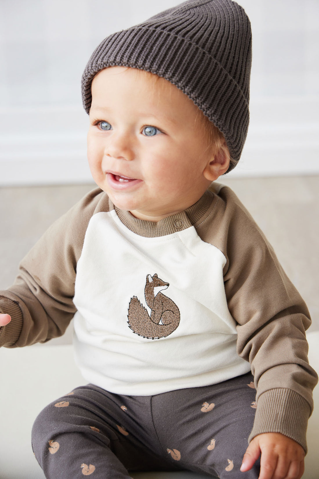 Leon Knitted Beanie - Wolf Childrens Hat from Jamie Kay NZ