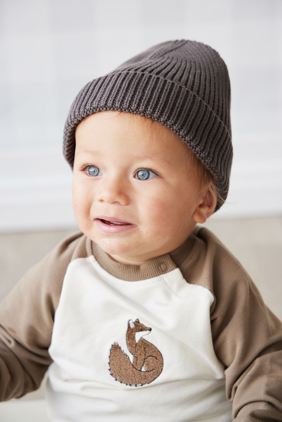 Leon Knitted Beanie - Wolf Childrens Hat from Jamie Kay NZ