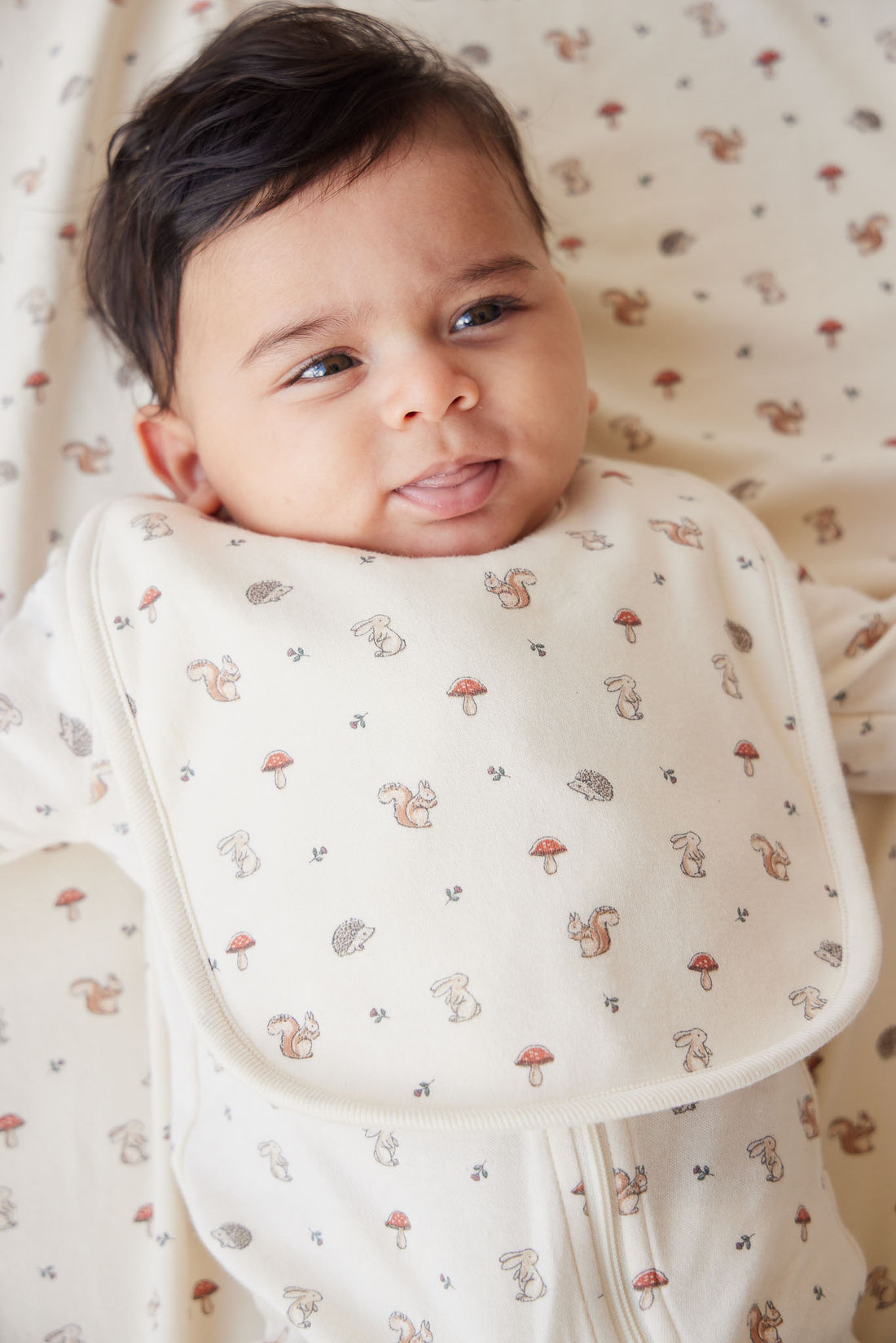 Organic Cotton Bib - Woodland Friends Childrens Bib from Jamie Kay NZ