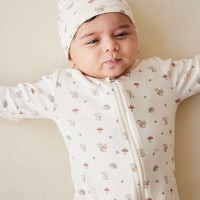 Organic Cotton Reese Zip Onepiece - Woodland Friends Childrens Onepiece from Jamie Kay NZ