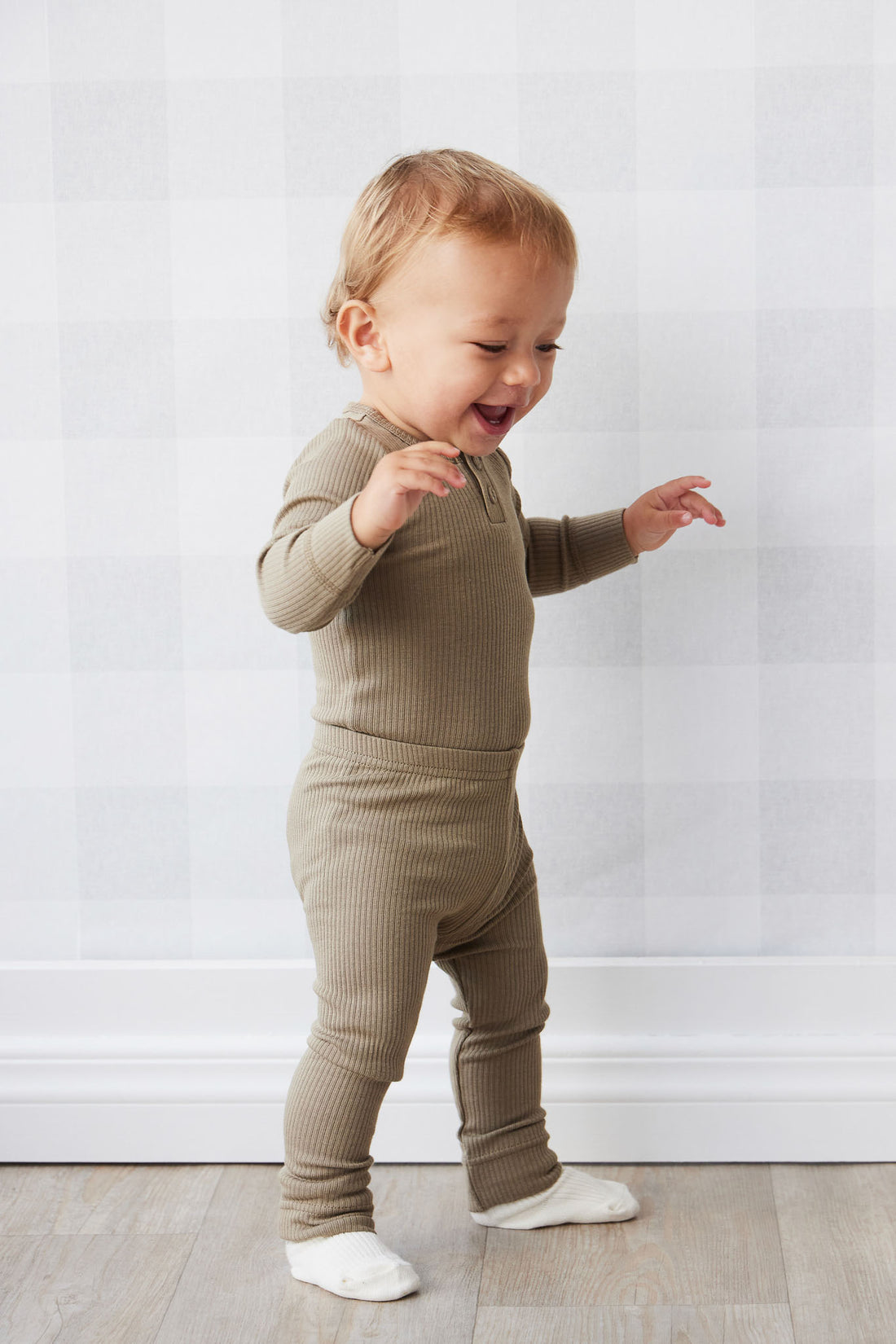 Organic Cotton Modal Elastane Legging - Oak Childrens Legging from Jamie Kay NZ