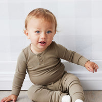 Organic Cotton Modal Long Sleeve Bodysuit - Oak Childrens Bodysuit from Jamie Kay NZ