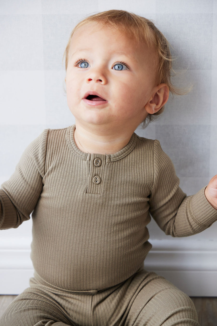 Organic Cotton Modal Long Sleeve Bodysuit - Oak Childrens Bodysuit from Jamie Kay NZ