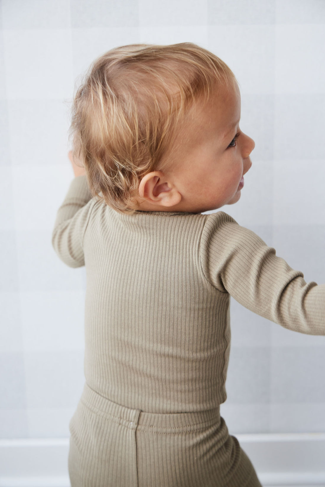 Organic Cotton Modal Long Sleeve Bodysuit - Oak Childrens Bodysuit from Jamie Kay NZ