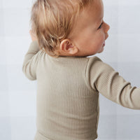 Organic Cotton Modal Long Sleeve Bodysuit - Oak Childrens Bodysuit from Jamie Kay NZ