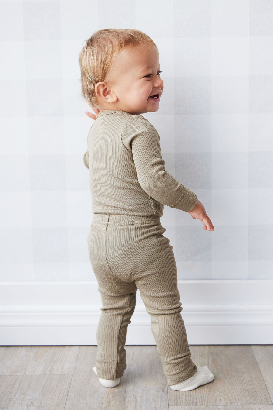 Organic Cotton Modal Elastane Legging - Oak Childrens Legging from Jamie Kay NZ