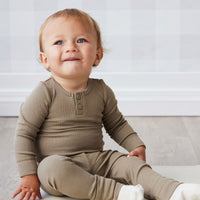 Organic Cotton Modal Long Sleeve Bodysuit - Oak Childrens Bodysuit from Jamie Kay NZ